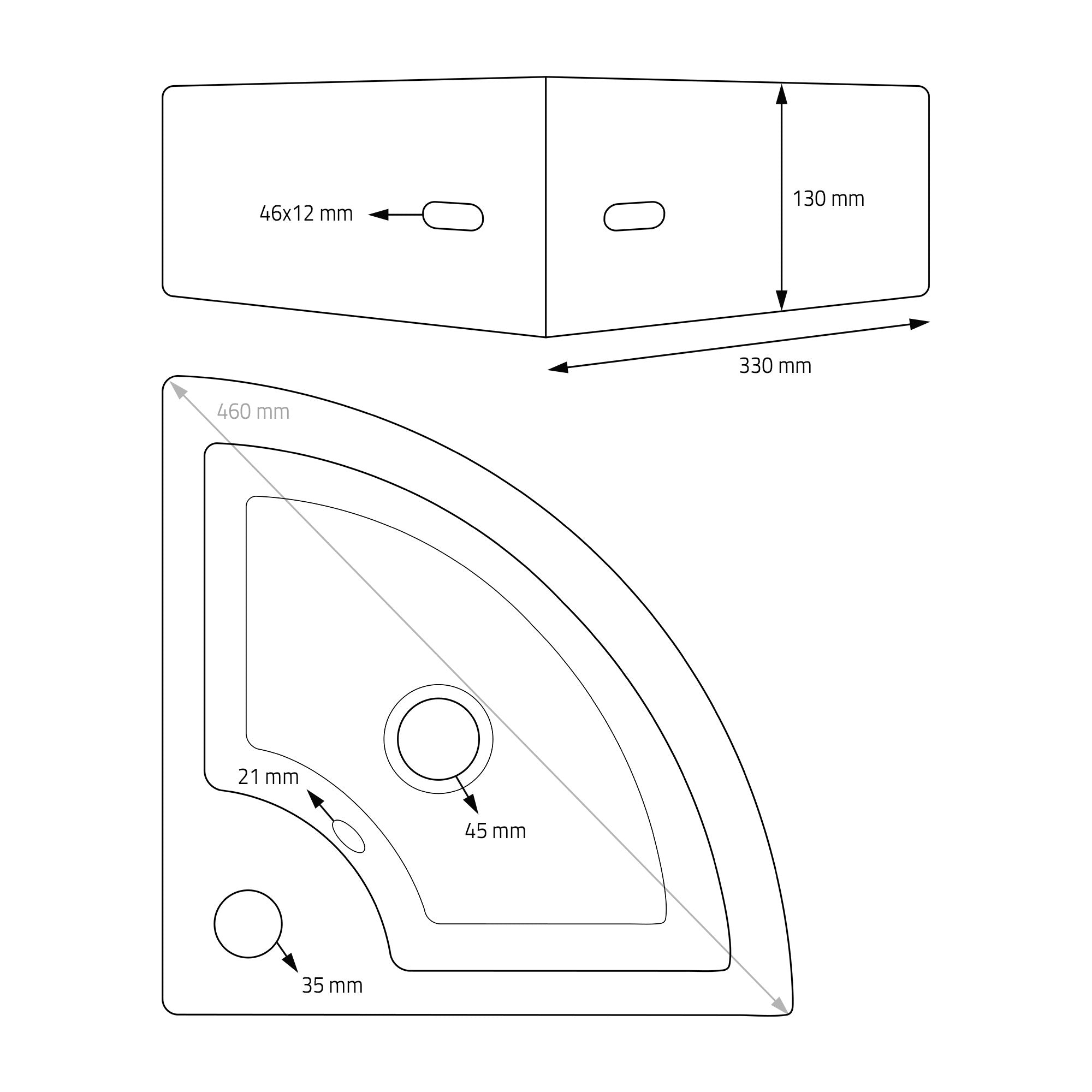 ECD Germany LuxeBath 46x33x13 cm lavabo blanc céramique avec bonde