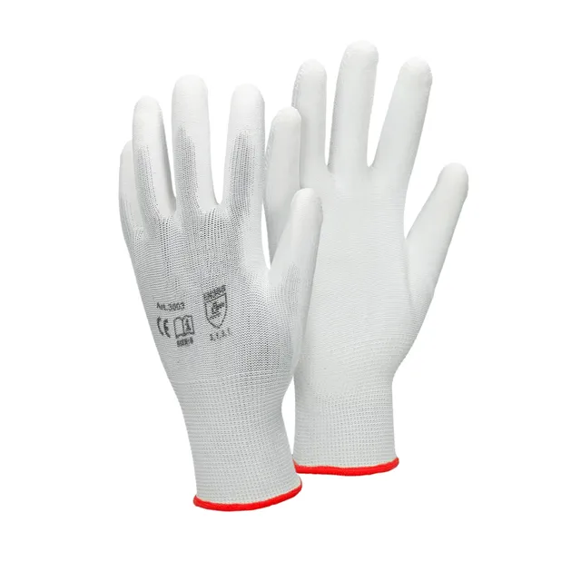 ECD Germany Werkstatt gants travail nylon PU blanc taille 7-S lot 4