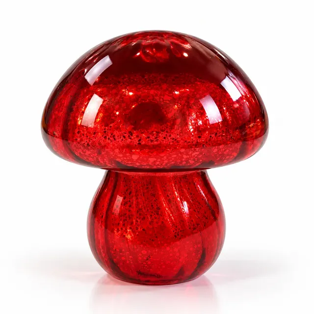 Stokomani Déclic Home lampe champignon verre rouge H 16 cm