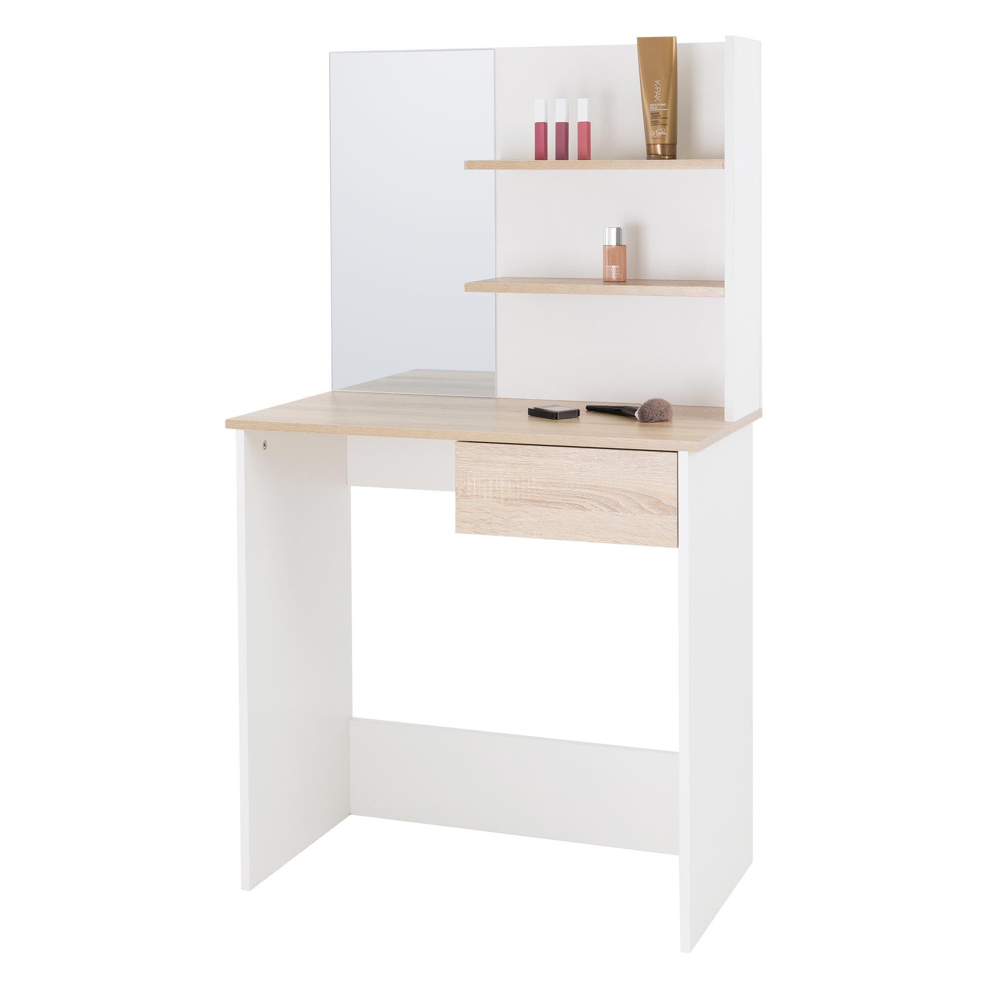 ECD Germany Möbel coiffeuse blanche 75x40x135 cm avec miroir