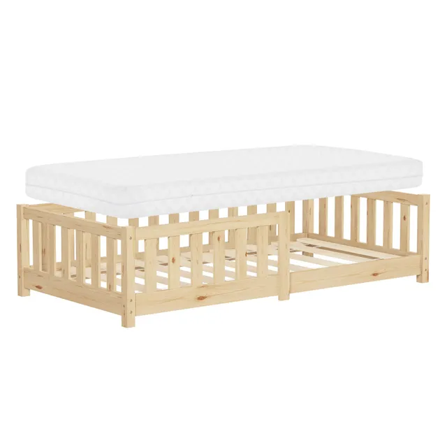 ECD Germany lit enfant 80x160 pin naturel avec matelas 10 cm