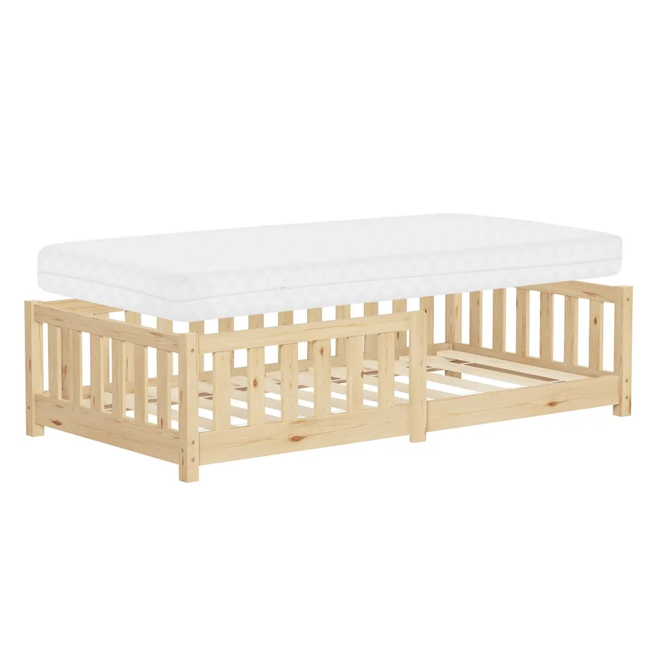 ECD Germany lit enfant 80x160 pin naturel avec matelas 10 cm