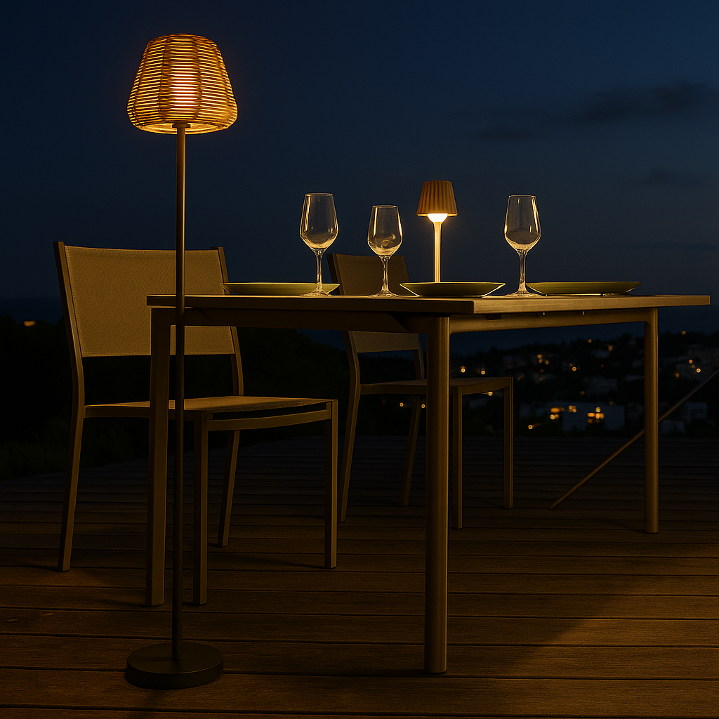 Red Deco Midy Bohème lampadaire nomade rotin H120cm RGB