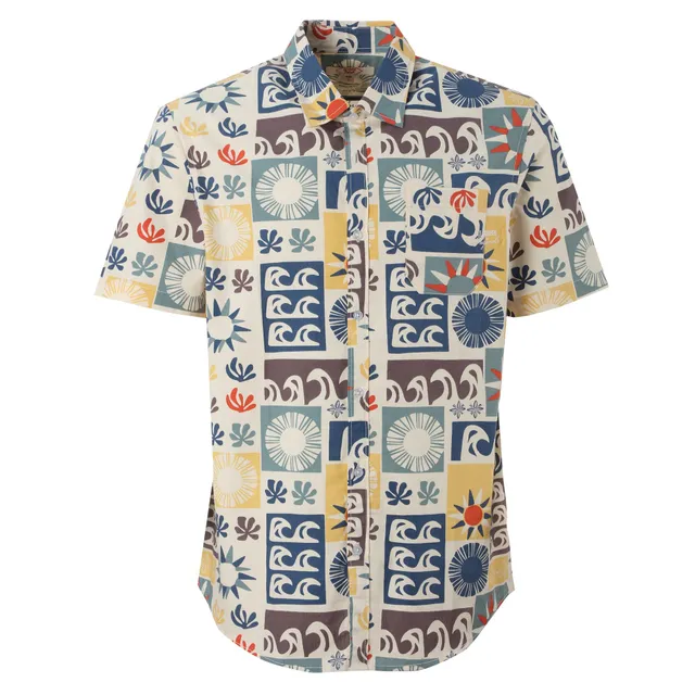 Stokomani Mode Chemise manche courte motifs jaune