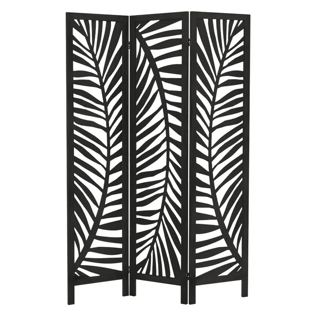 ECD Germany Fukuoka paravent 3 panneaux noir 170x121 cm bois