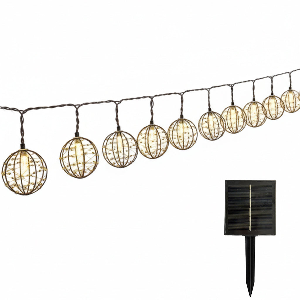 Red Deco Rusty Light guirlande solaire 10 boules 4m marron