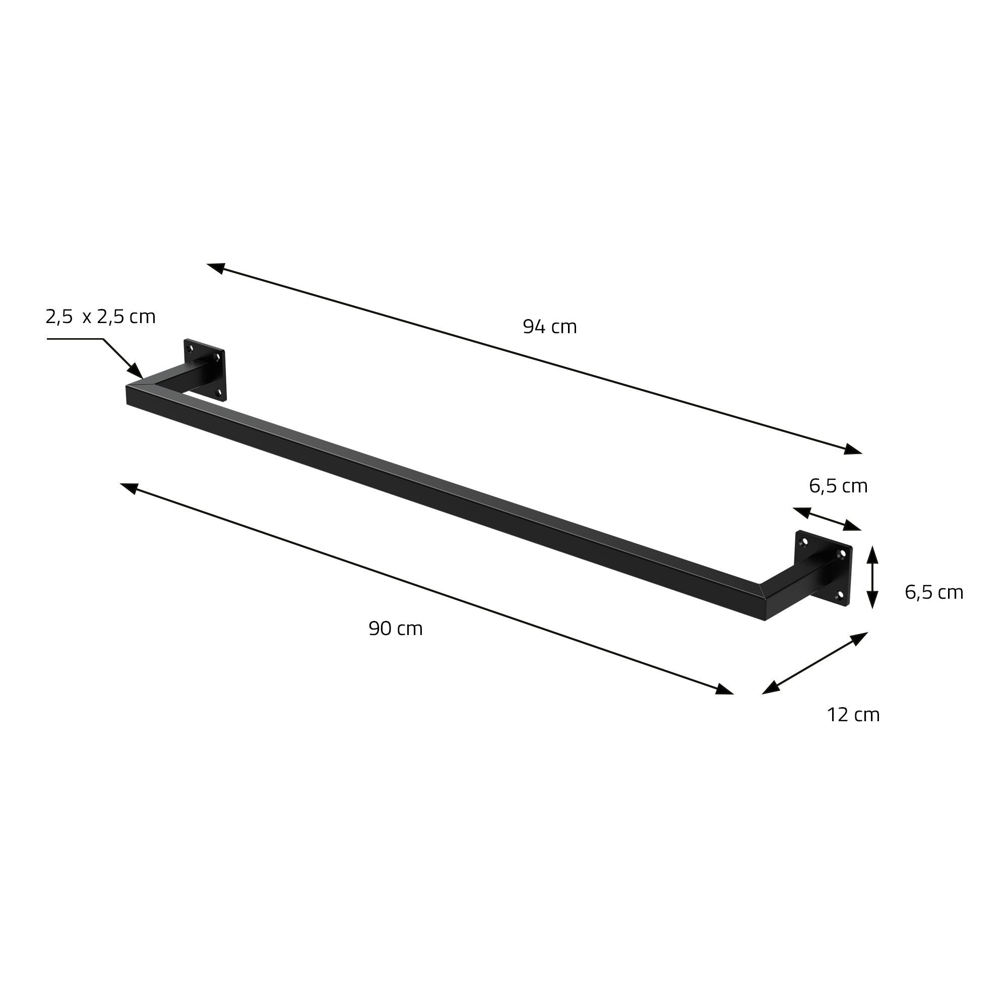 ECD Germany ML-Design 12x90 portant mural noir 50 kg