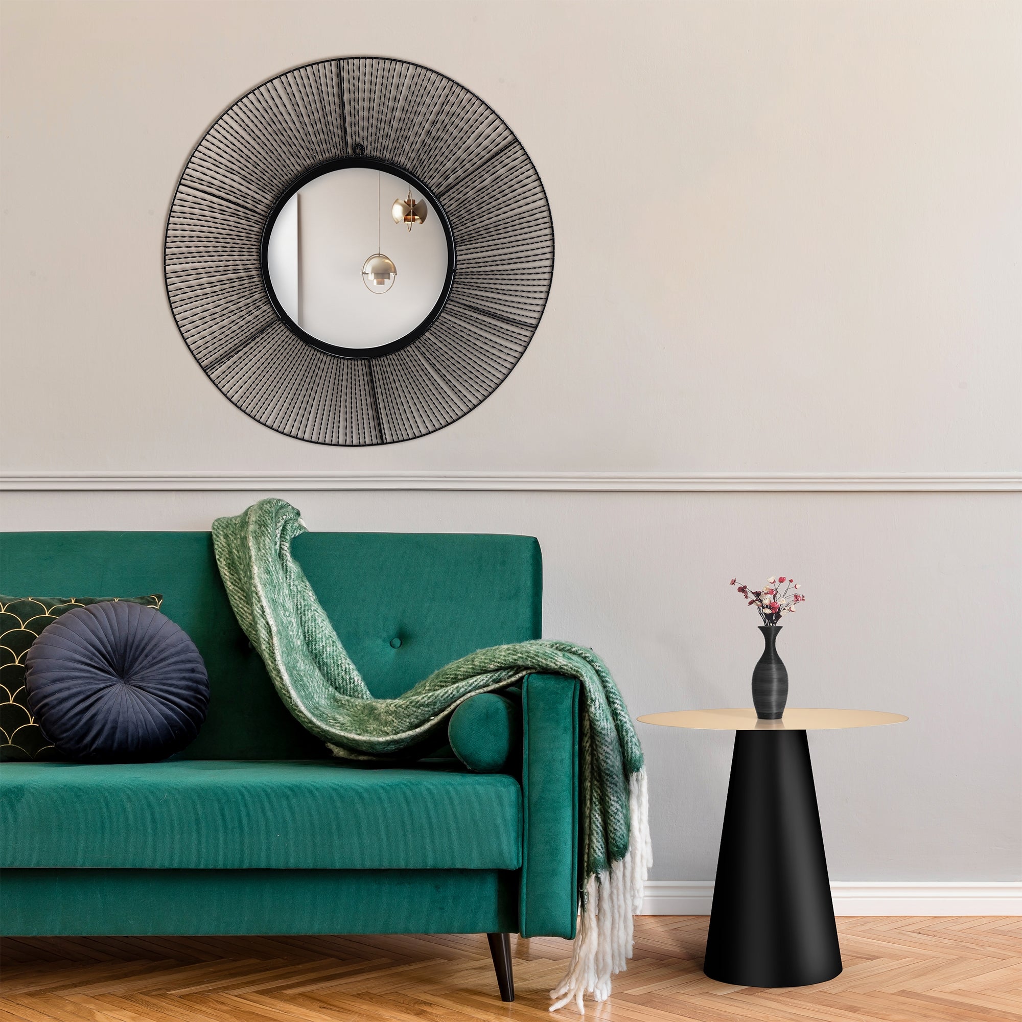 WOMO-Design miroir mural rond noir Ø84 cm métal verre