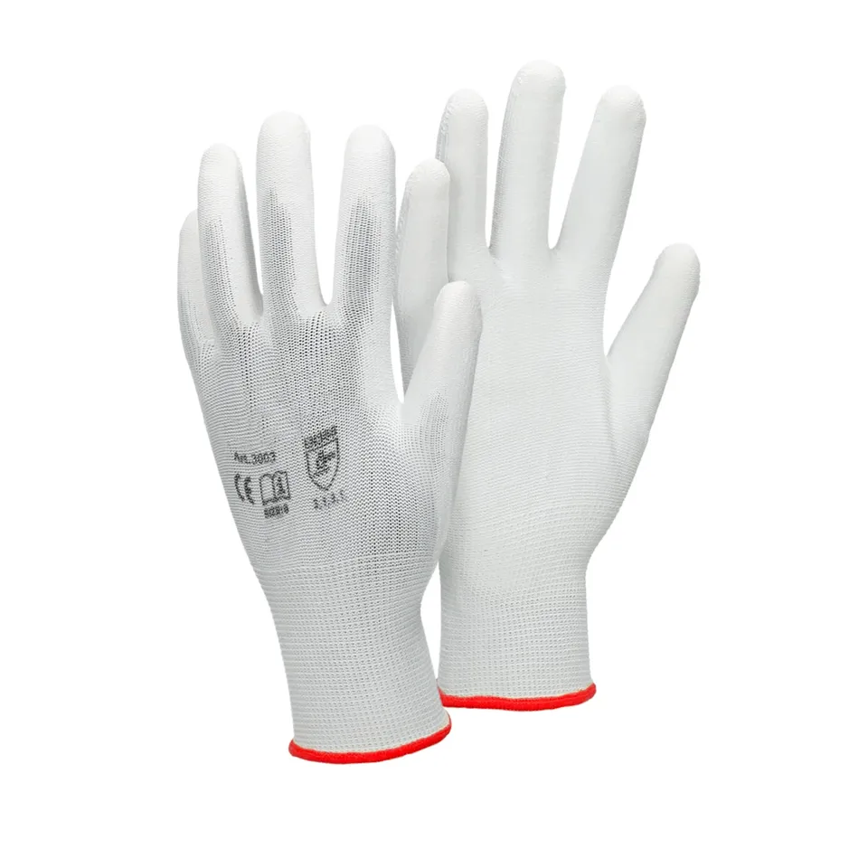 ECD Germany Werkstatt gants travail nylon PU blanc taille 7-S