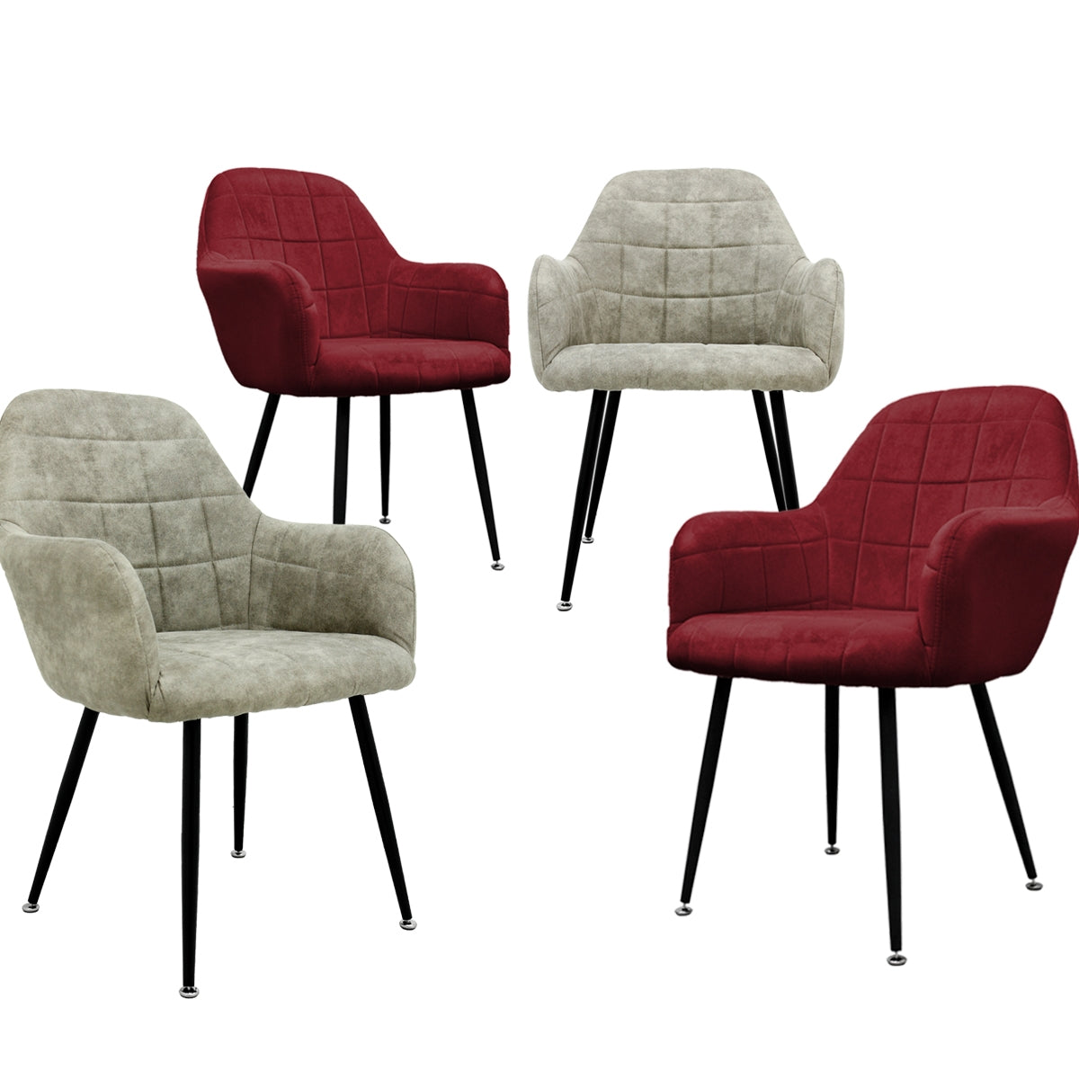 ECD Germany Möbel Chaise Salle Gris-Vert Microfibre Lot 4 Velours