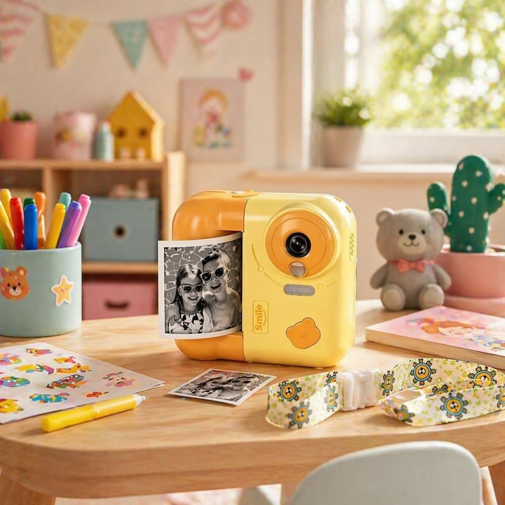 Instakid Appareil Photo Enfant Jaune Impression 48MP