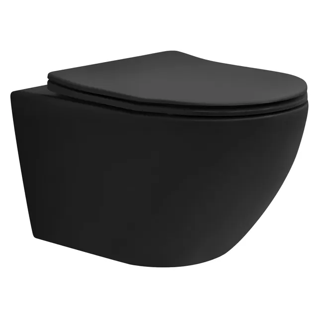 ECD Germany Sanitär WC suspendu noir mat céramique 54 cm sans bride