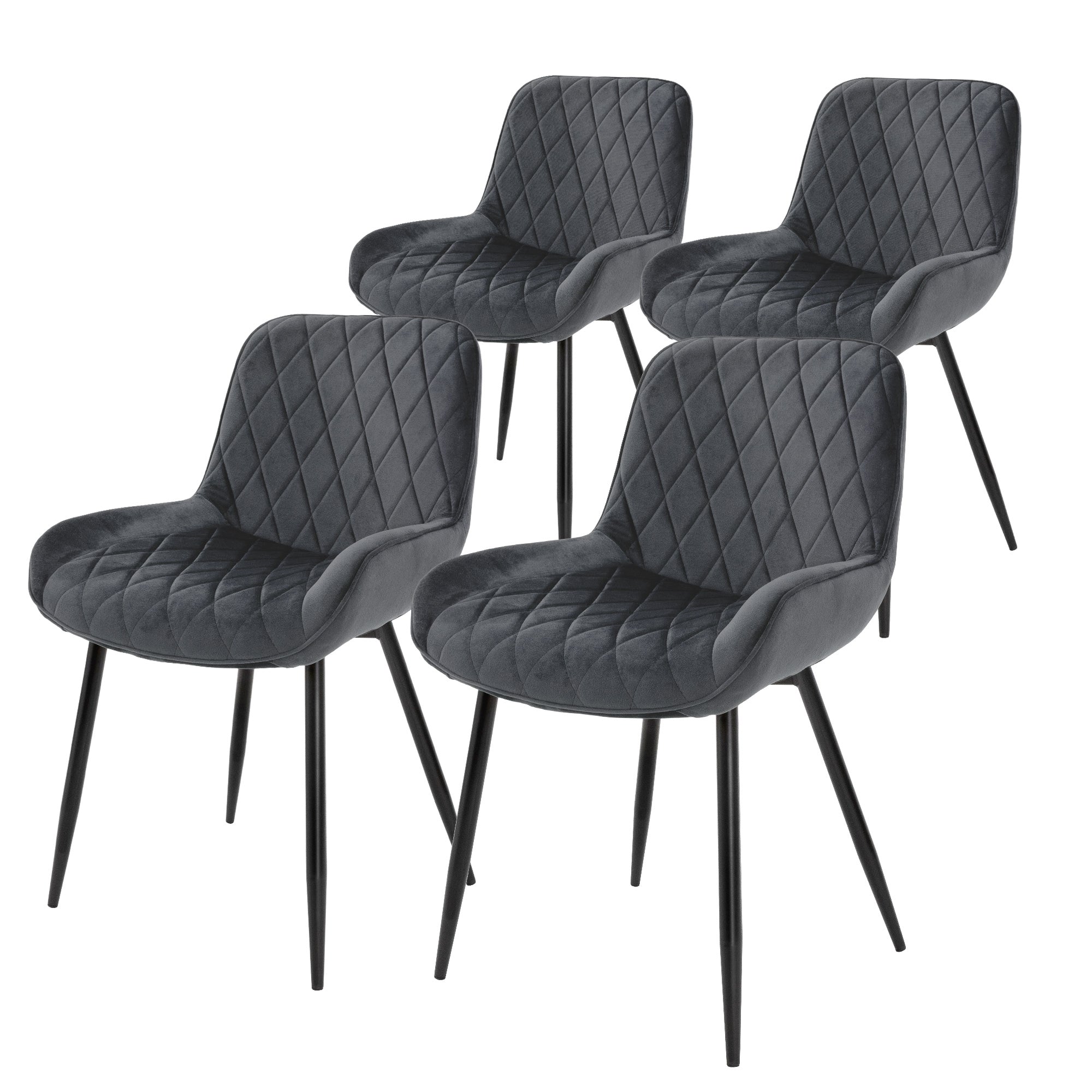 ECD Germany Möbel Lot 2 Chaises Velours Anthracite Matelassées