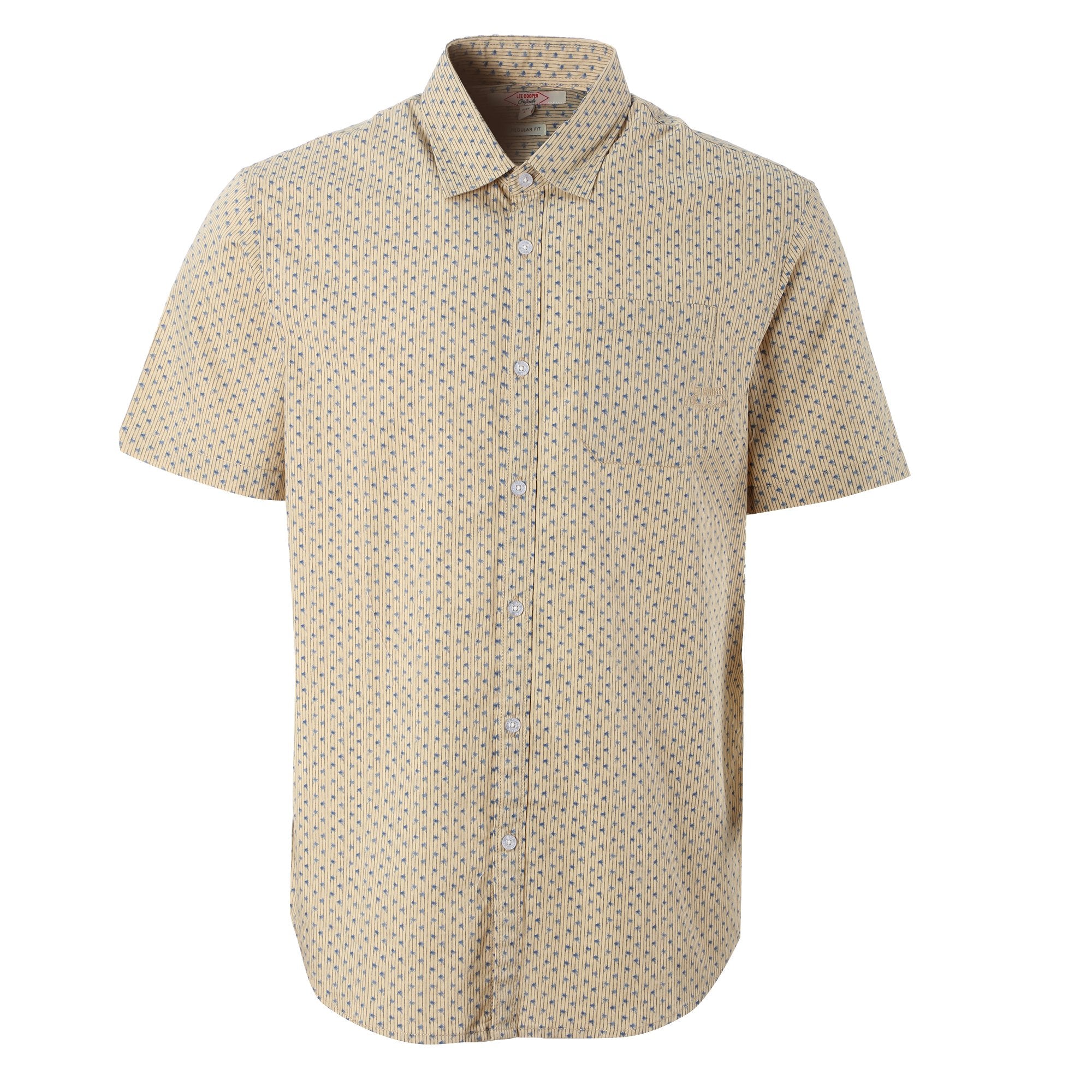Chemise manche courte beige motifs homme