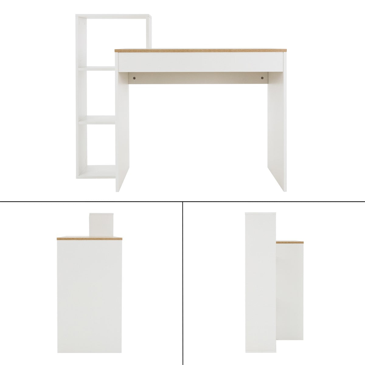 ECD Germany Möbel ML-Design bureau bois blanc 110x72x40cm étagère