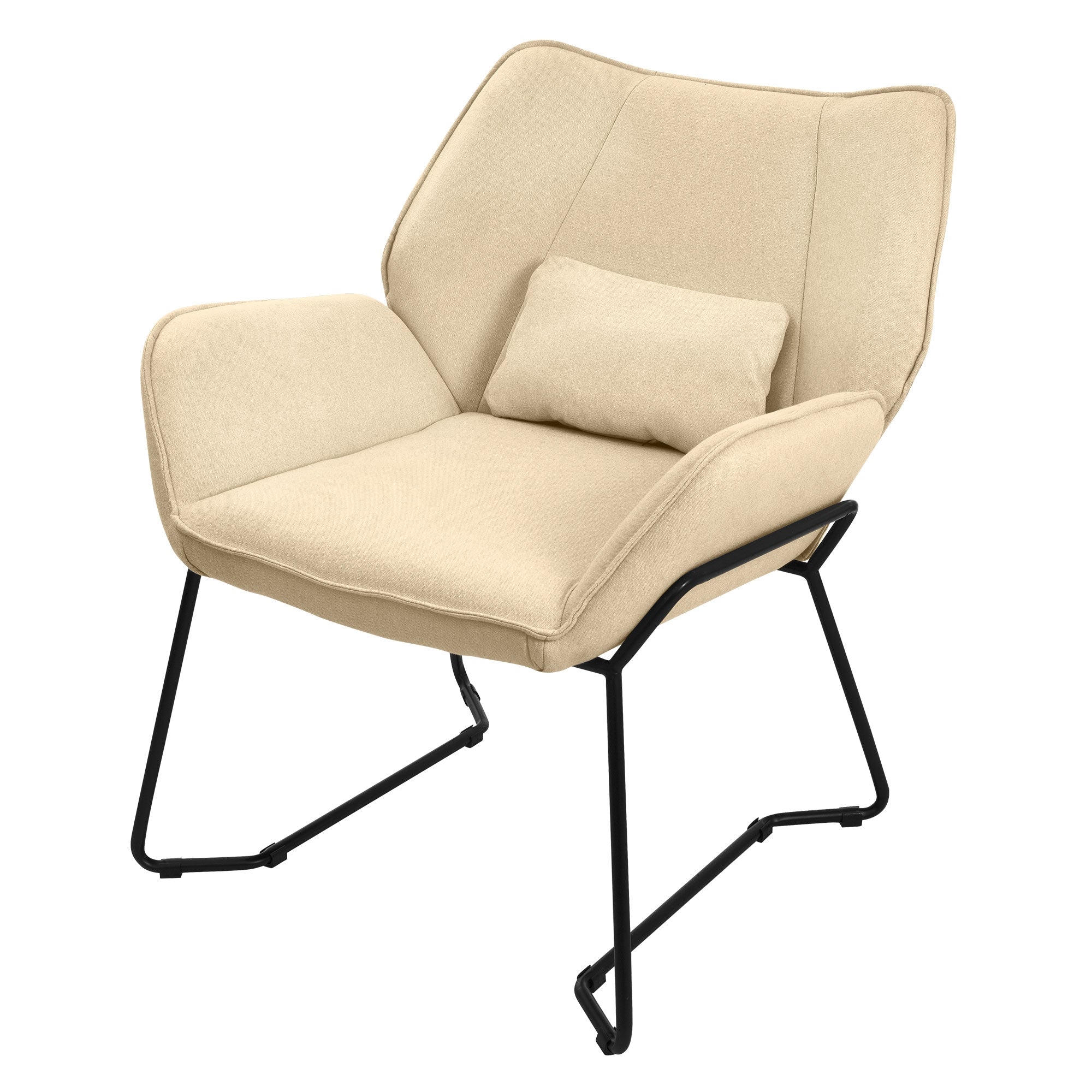 ML-Design Fauteuil détente beige lin accoudoirs + coussin