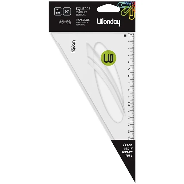 Safe Tool Fournitures scolaires equerre 60 degres 21 cm incassable