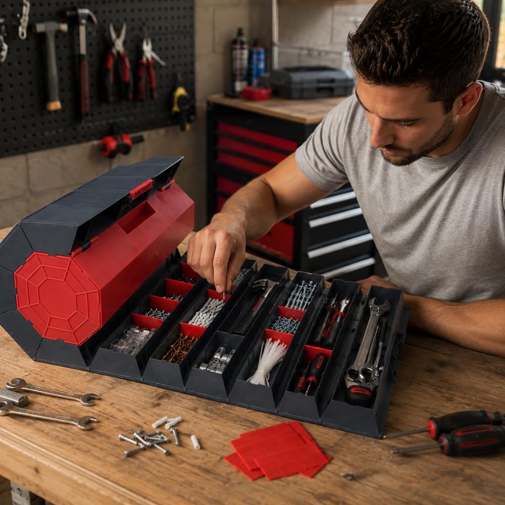 Shop-Story Caisse outils escargot enroulable 11 compartiments