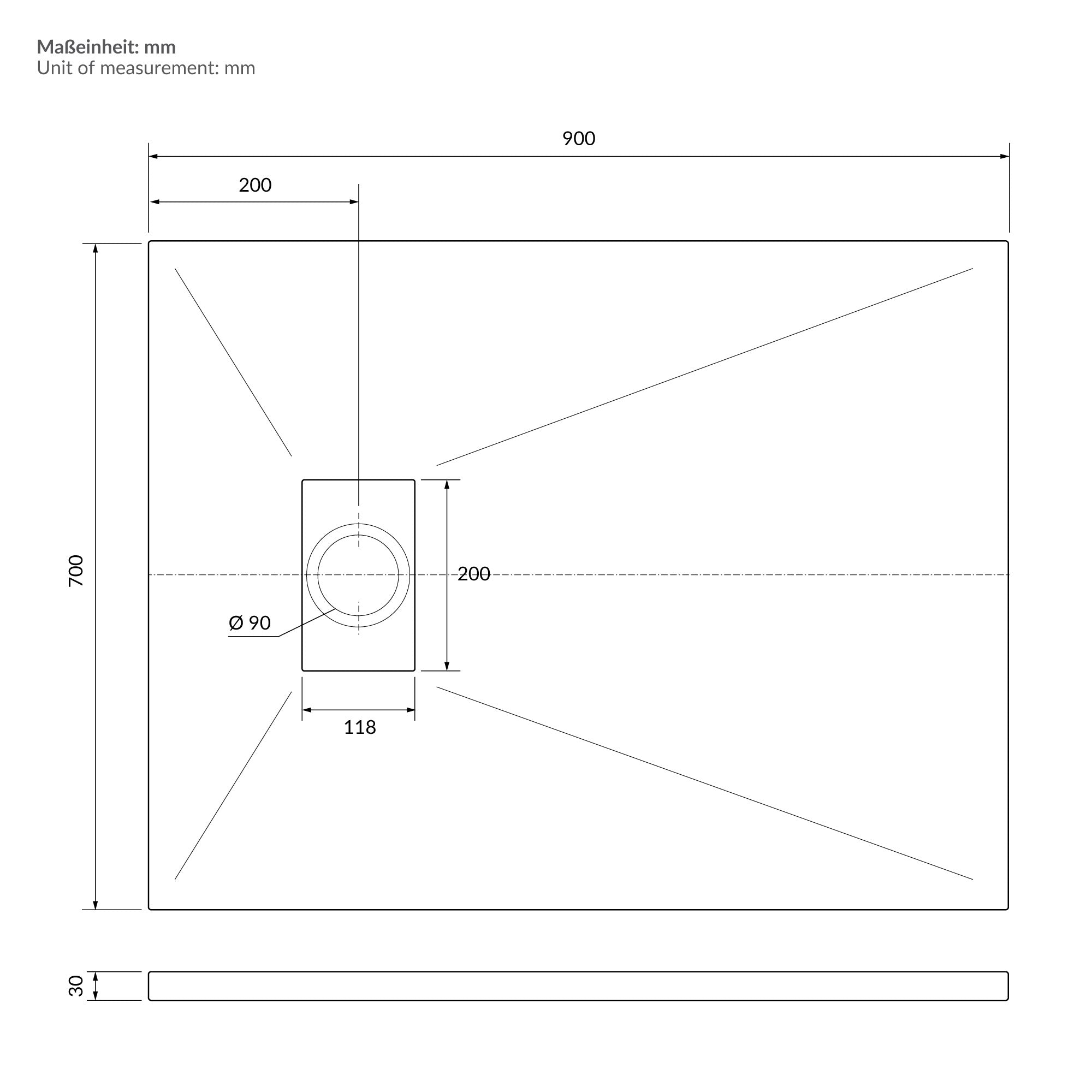 ECD Germany Sanitär receveur douche 90x70 cm noir anti-dérapant
