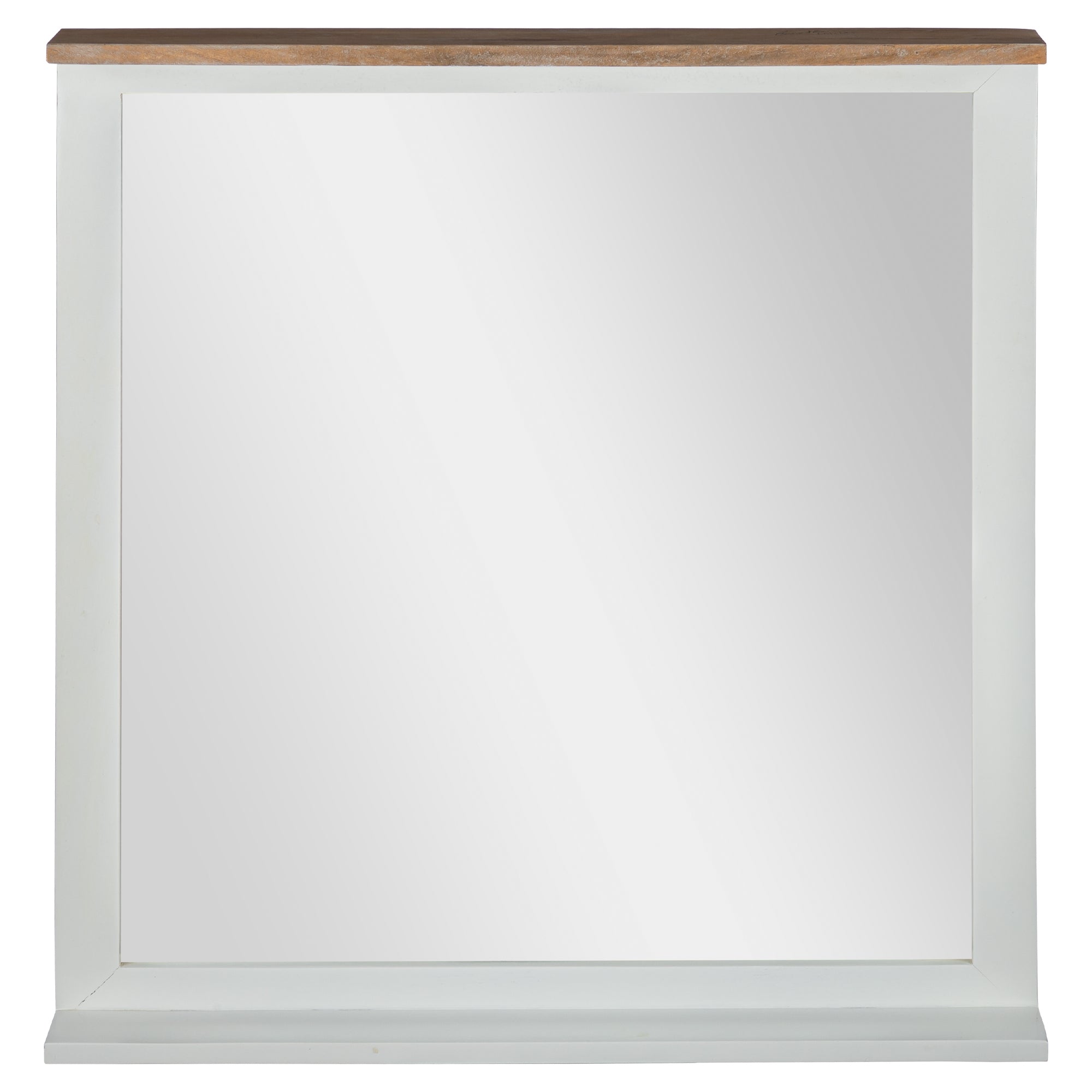 WOMO-Design Miroir mural bois manguier 80x76 blanc/naturel