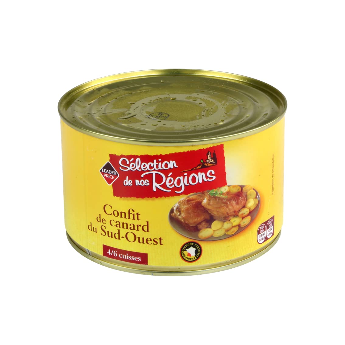 Leader Price Confit de Canard du Sud-Ouest conserve 1,35 kg