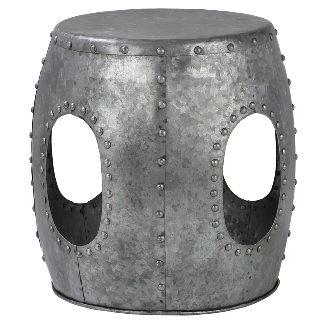 WOMO-Design table d’appoint métal argenté 38 cm cloutée