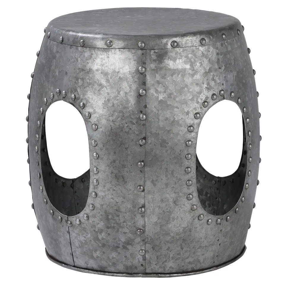 WOMO-Design table d’appoint métal argenté 38 cm cloutée