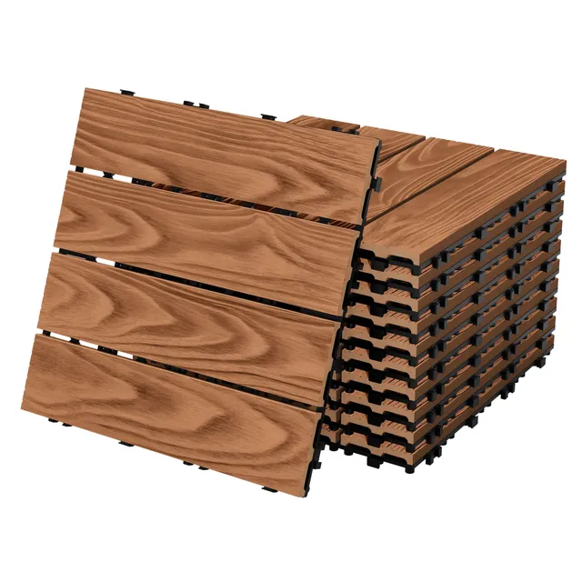 ECD Germany Garten dalle terrasse WPC marron clair 30x30 cm
