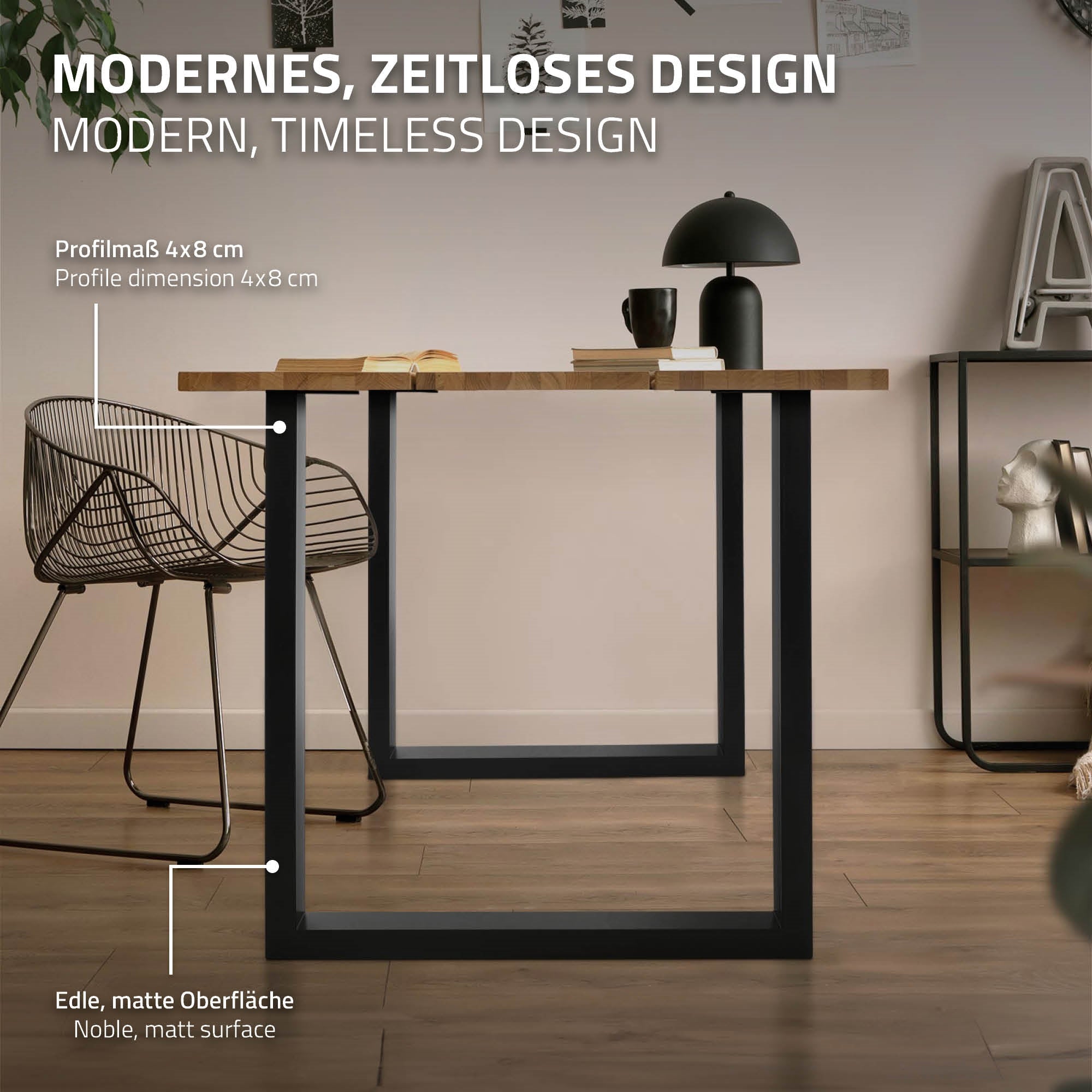 ECD Möbel Pied de table U métal noir 70x74 cm lot 2