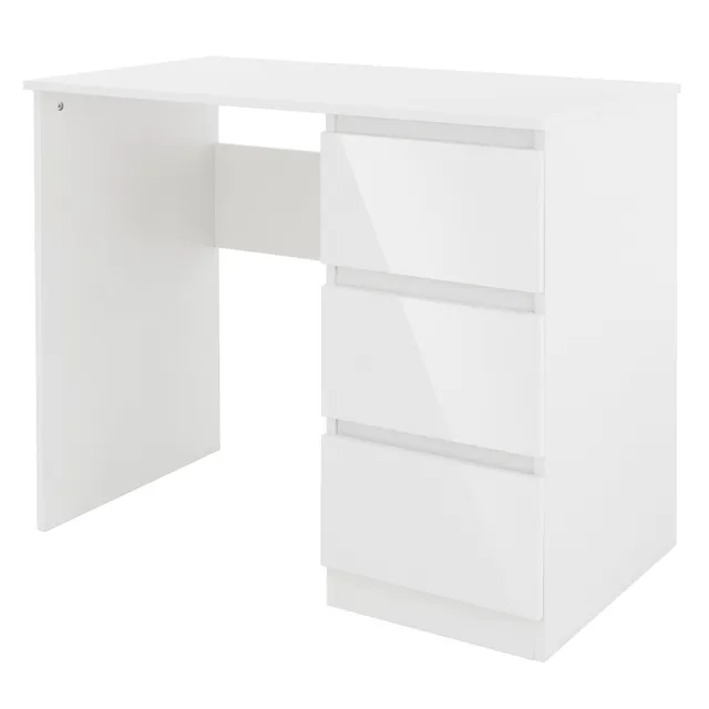 ECD Germany Möbel bureau blanc 3 tiroirs 90x76x50 cm