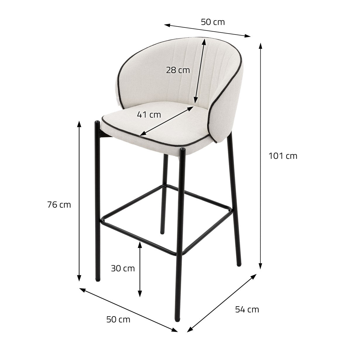 ECD Germany ML-Design Lot 2 tabourets de bar beiges tissu