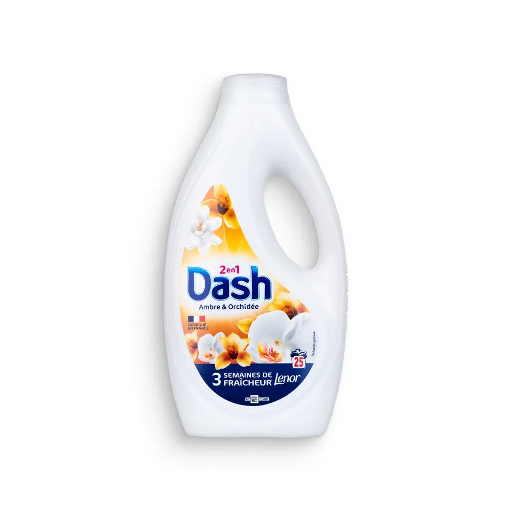 Dash 2 en 1 lessive liquide Ambre Orchidée 25 doses