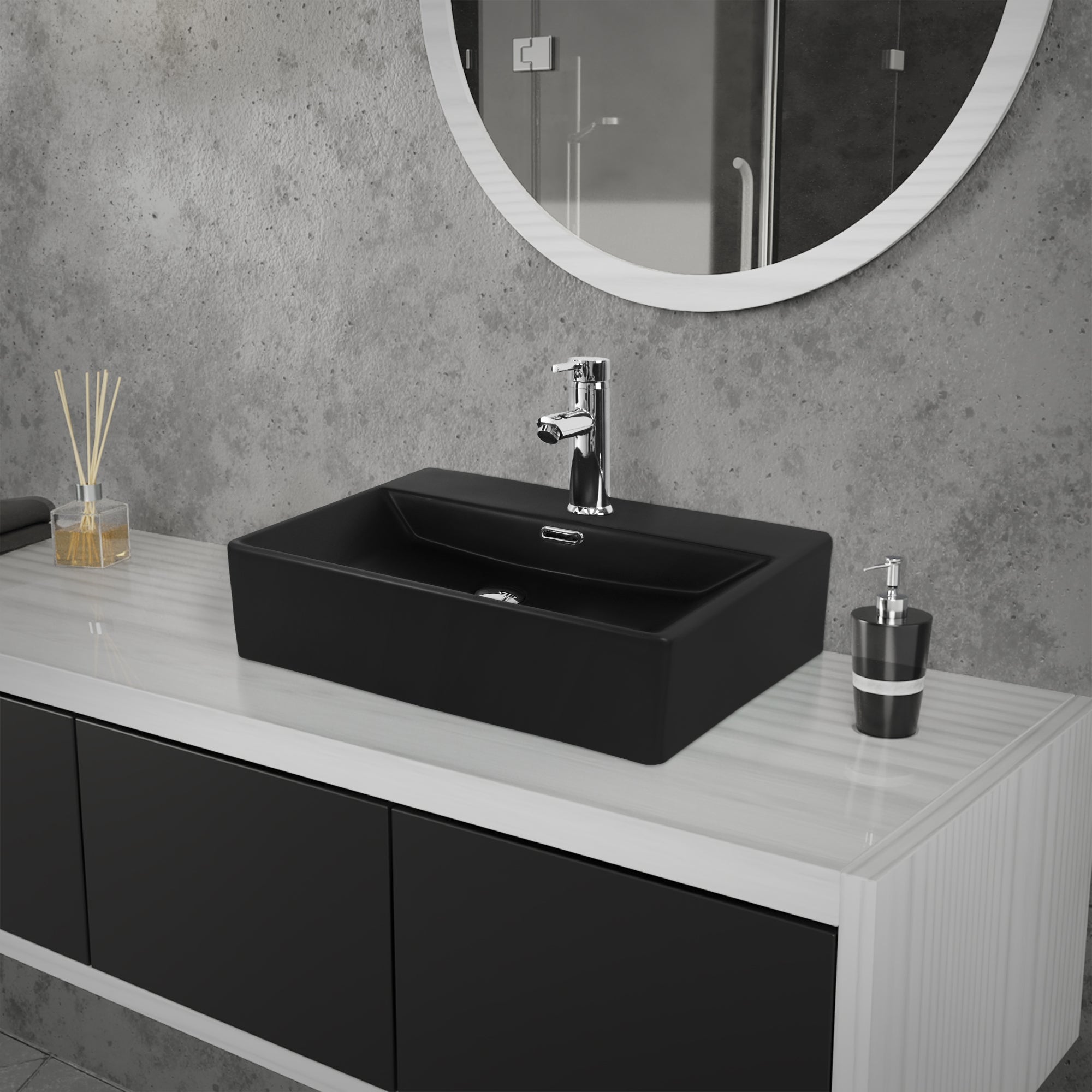 LuxeBath lavabo rectangulaire noir 51,5x36 cm céramique