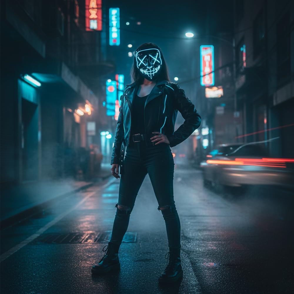 Shop-Story Loisirs Masque LED Nightmare Bleu Halloween