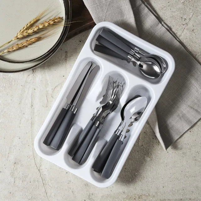 Stokomani Maison range-couverts 16 pièces gris