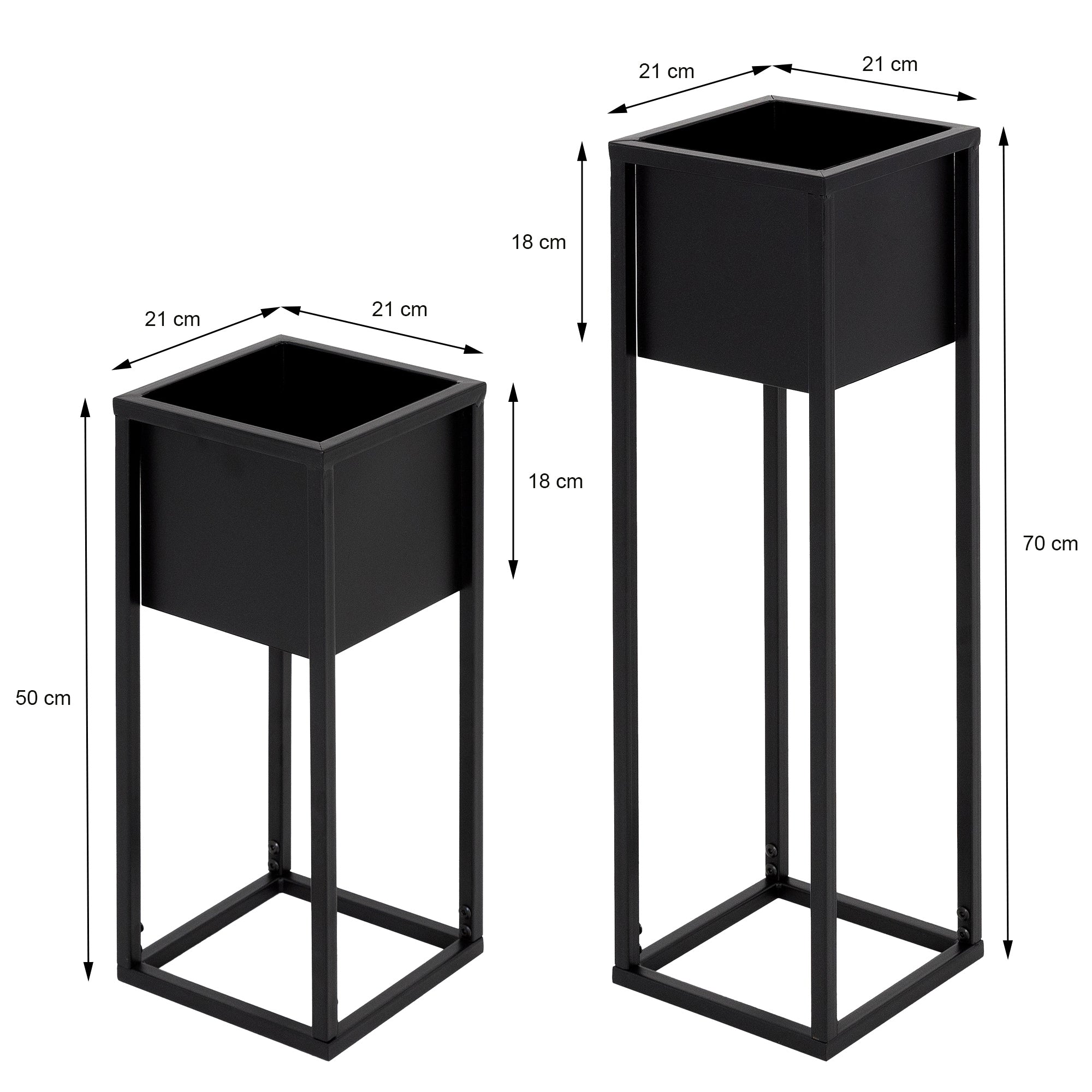 ML-Design porte-plante métal noir lot de 2 extérieur