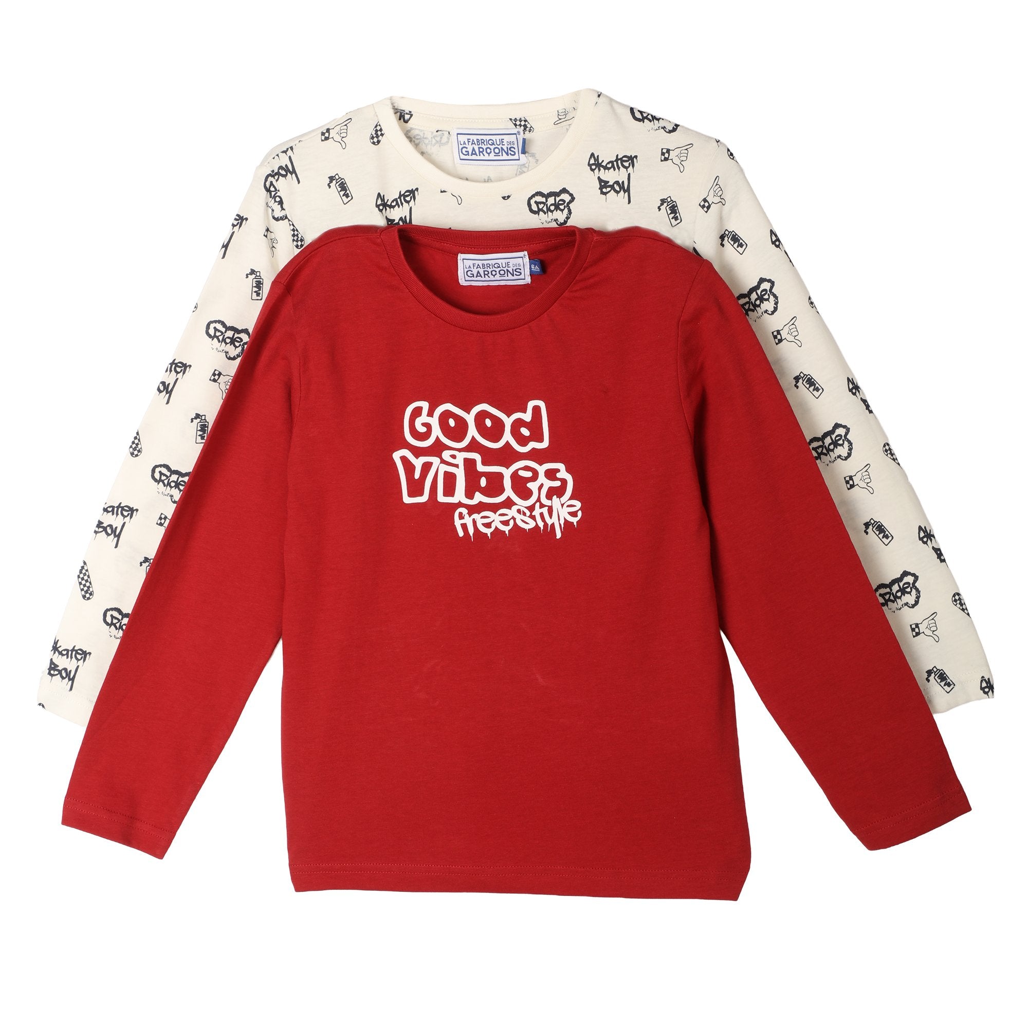 Stokomani Mode lot 2 tee-shirts enfant rouge coton 08A
