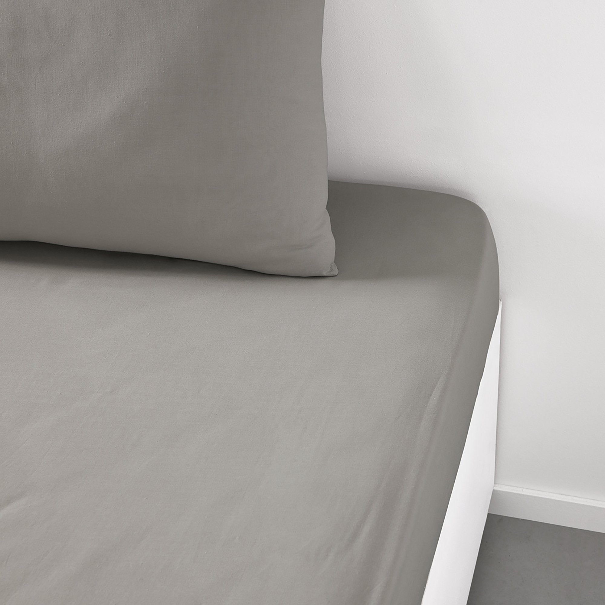 Stokomani Maison drap-housse gris 160x200 cm uni