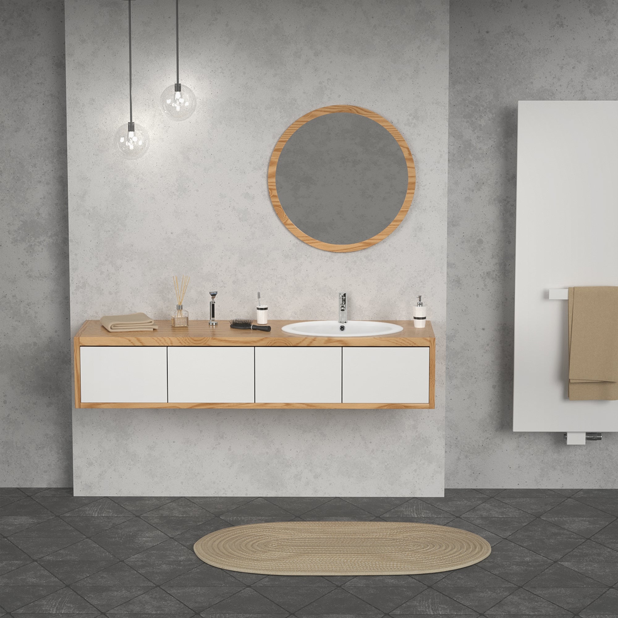 ECD Germany Sanitär lavabo ovale blanc céramique 57 cm
