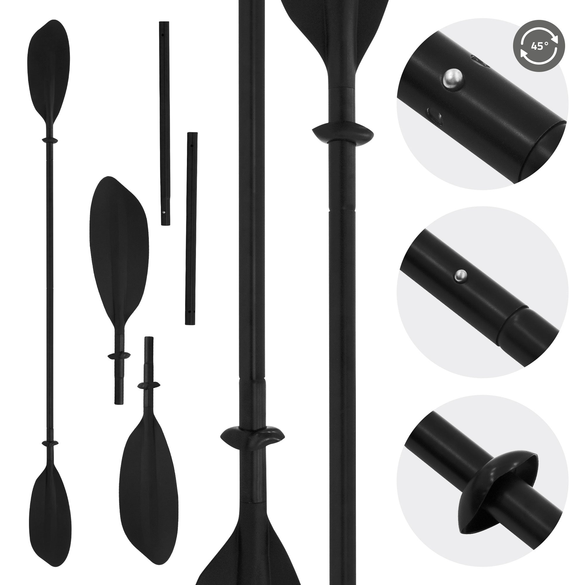 ECD Germany SUP pagaie kayak double 220cm noire alu 4 parties