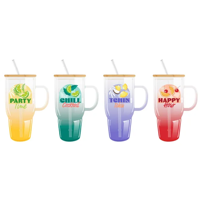 Stokomani Maison mug en verre 650ml paille message