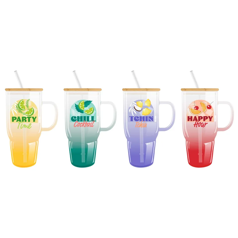 Stokomani Maison mug en verre 650ml paille message