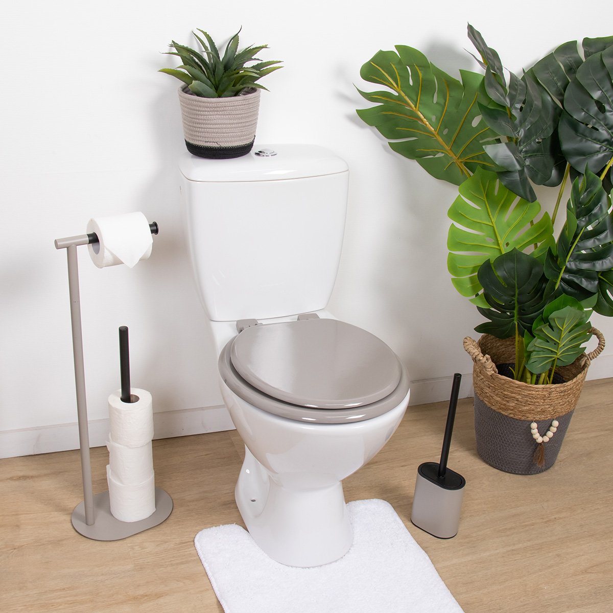 Abattant WC Taupe MDF Attaches Plastique