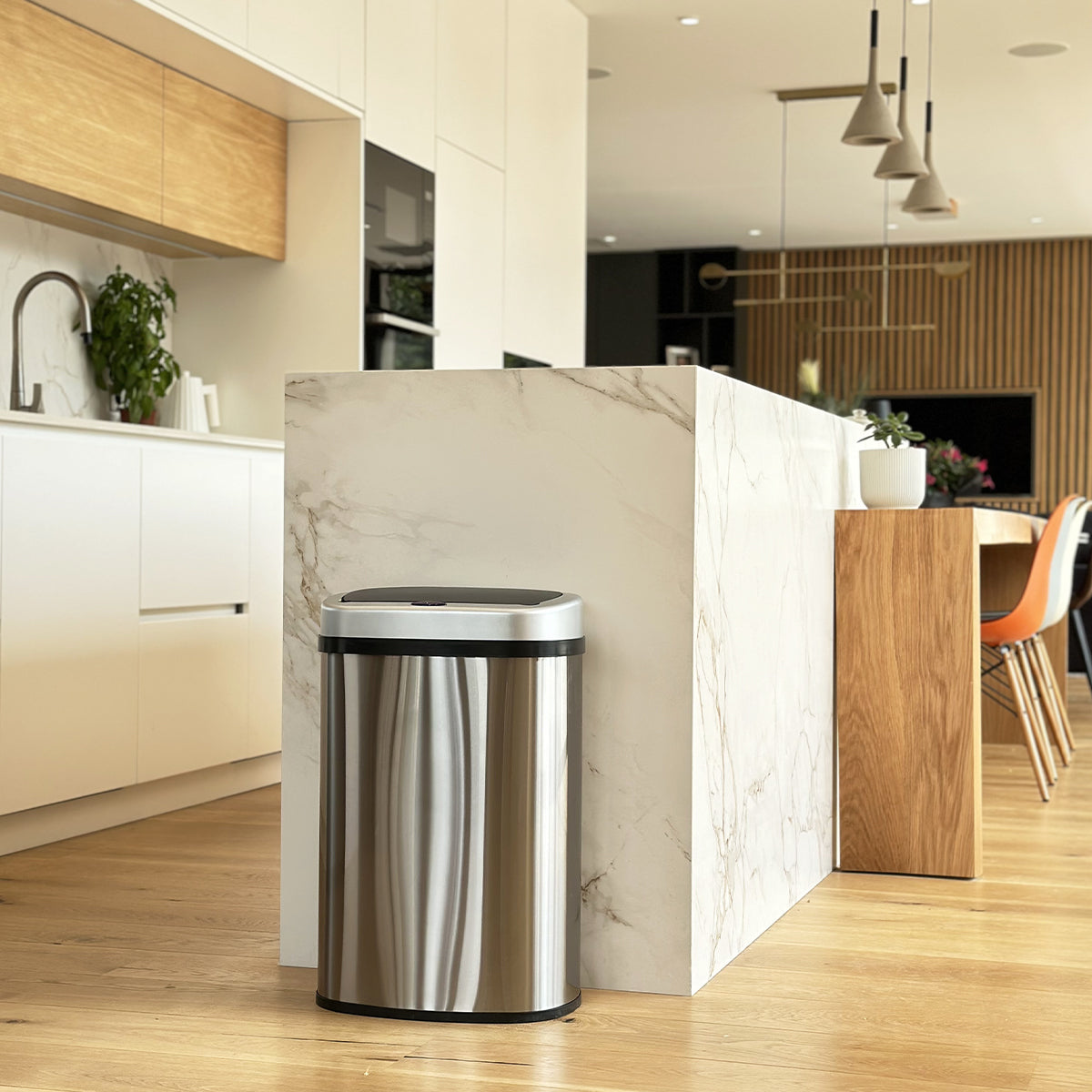 Red Deco Majestic Silver poubelle automatique 58L inox