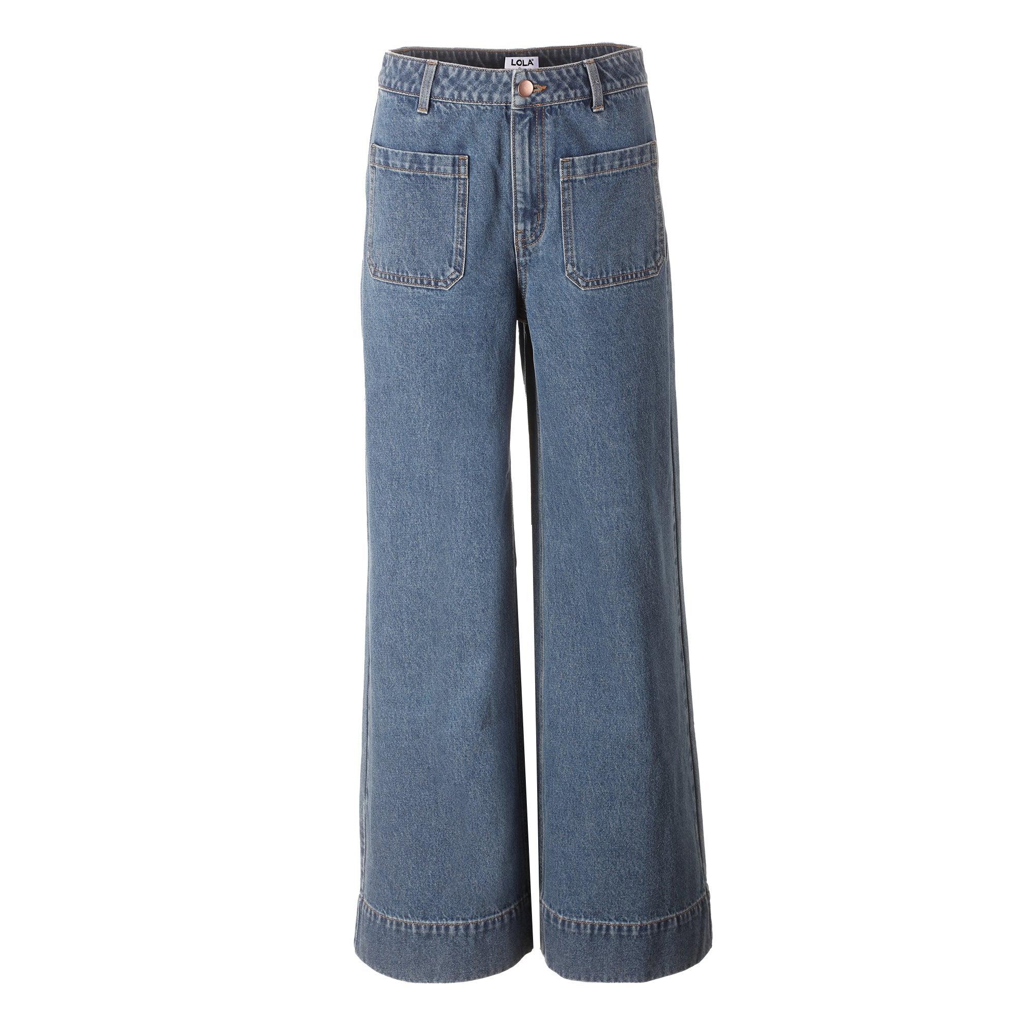 Stokomani Mode Jean large bleu pantalon femme taille 38