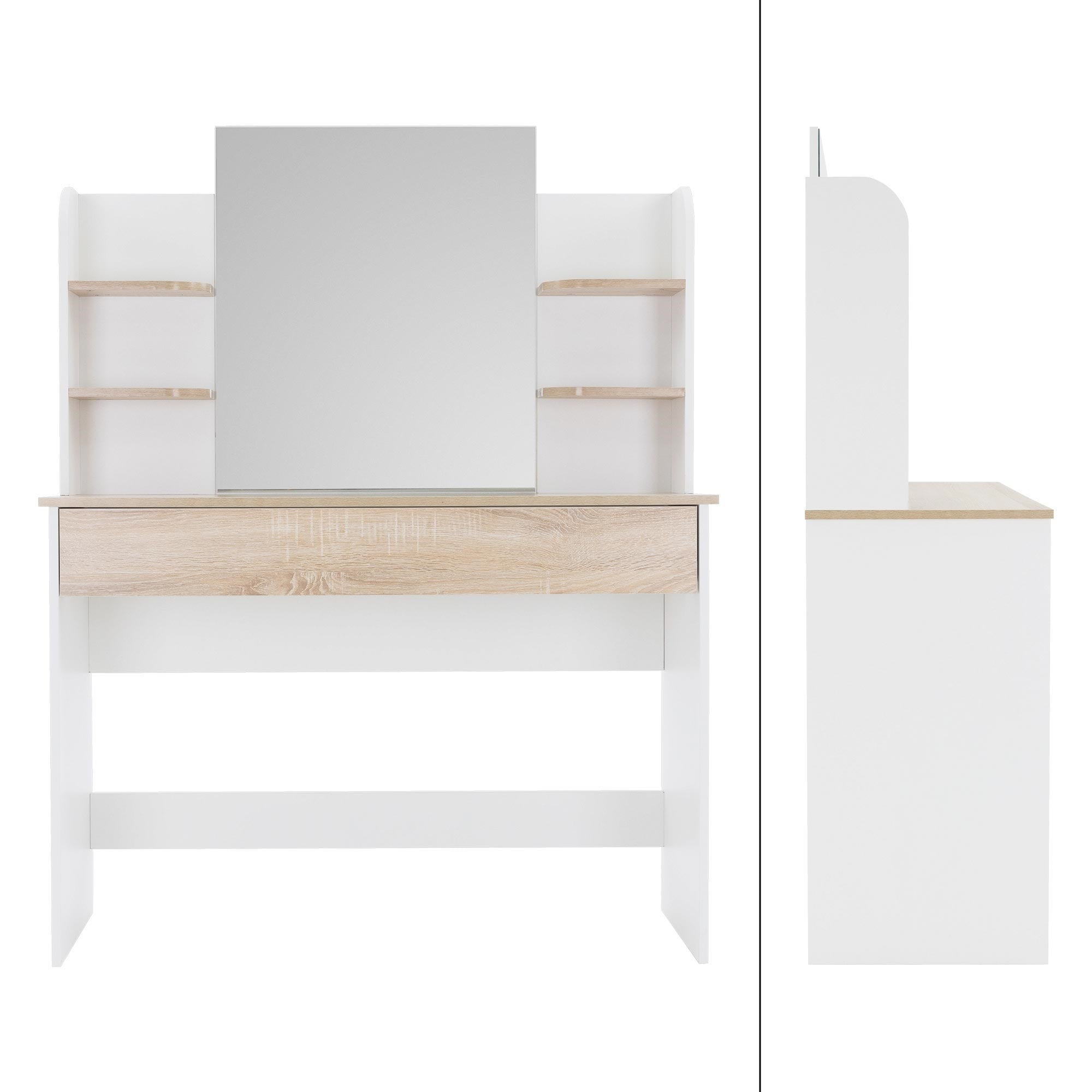 ECD Germany coiffeuse avec miroir blanc 108x40x140 cm