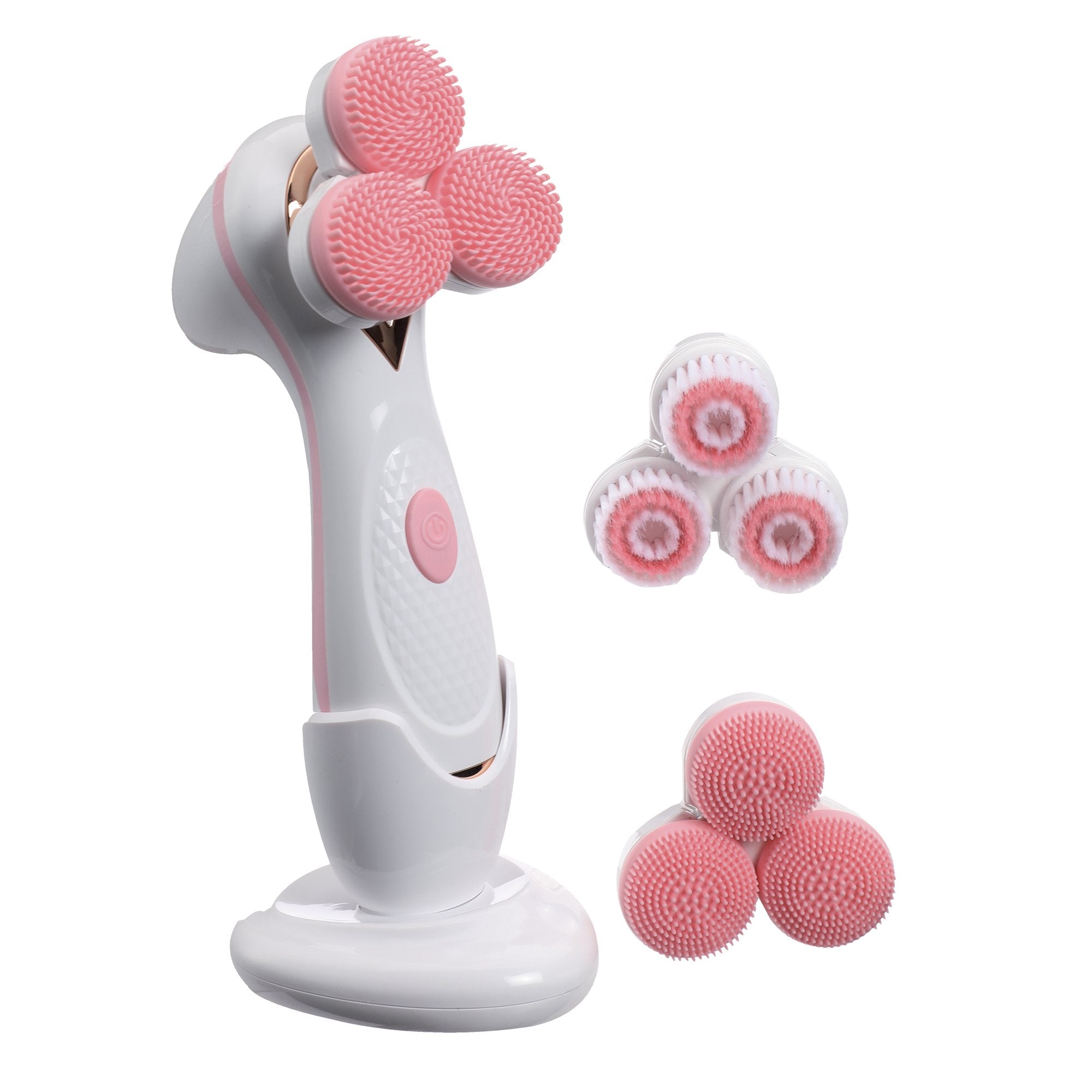 Brosse nettoyante visage 3 têtes silicone et douce
