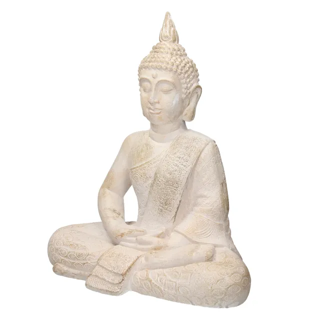 ECD Germany Bouddha statue assise beige-gris 48 cm résine