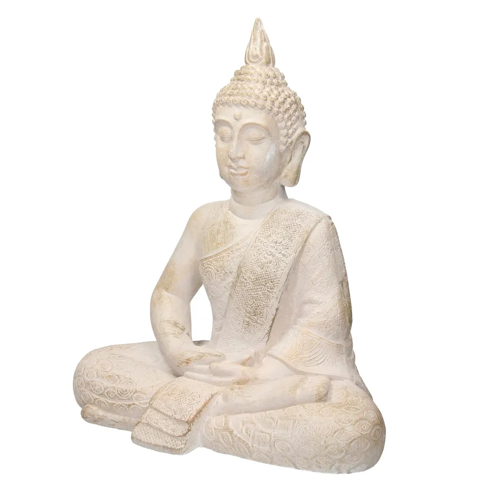 ECD Germany Bouddha statue assise beige-gris 48 cm résine
