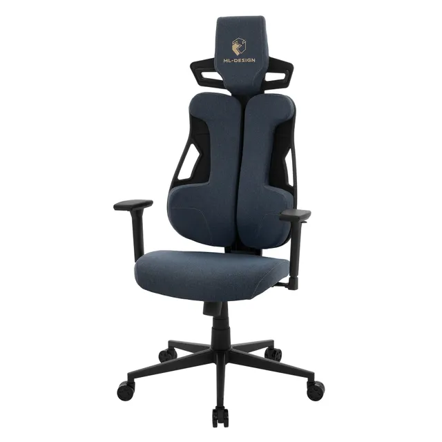 ML-Design chaise gaming tissu bleu dossier 135° 3D